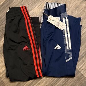 Adidas Kids pants-Black w/ Red Stripes sweats & NEWNavy w/ White training pants